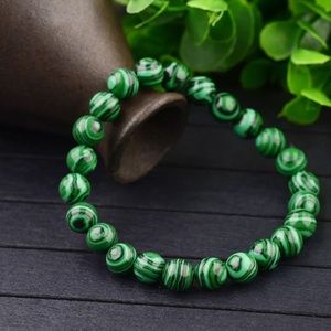 Natural Malachite Round 8mm stretch Bracelet